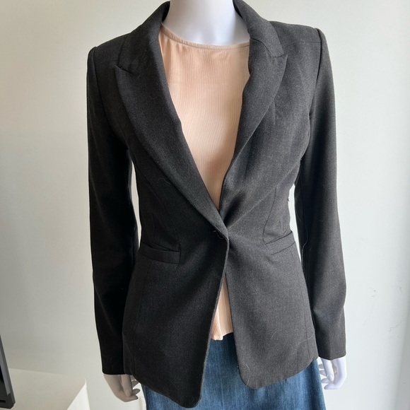 LE CHATEAU | Charcoal Grey One Button Fitted Wool Blazer - Picture 1 of 7